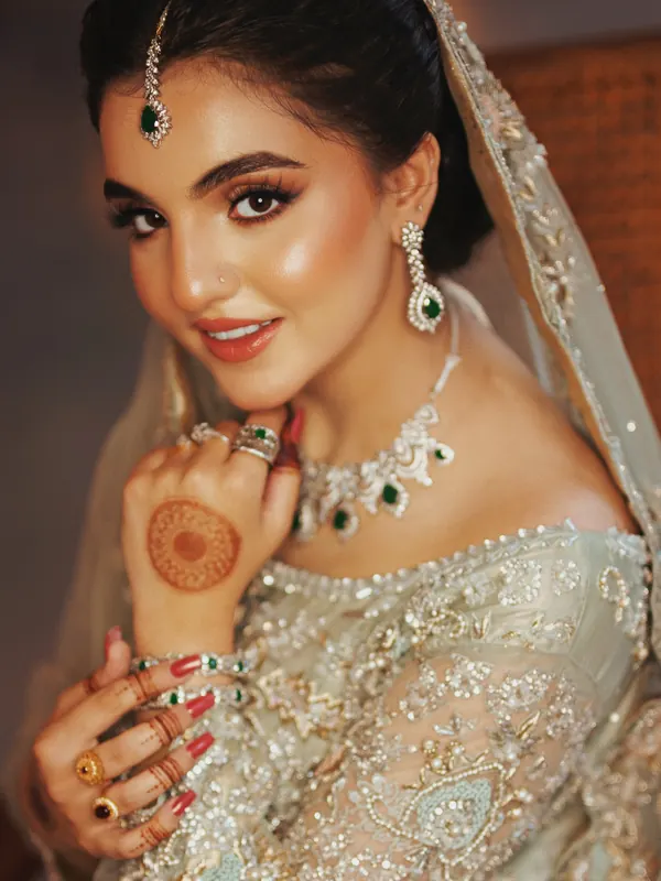 Close-up of the bride and groom sharing a quiet moment, wedding photography in Islamabad