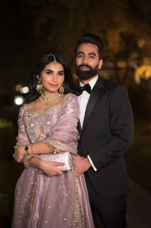 Wedding party portrait in evening light, Pakistani wedding photography in Islamabad